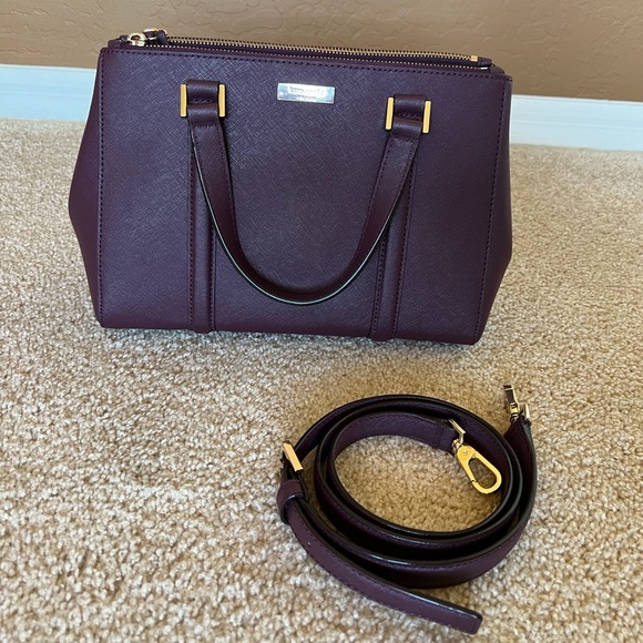 Burgundy Kate Spade handbag with shoulder strap - Picture 3 of 6